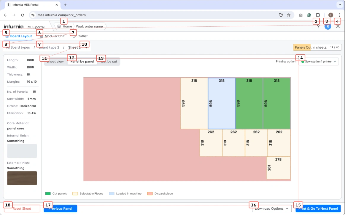 Board optimiser panel-map with numbered tab-focus order + "Focus state" callout