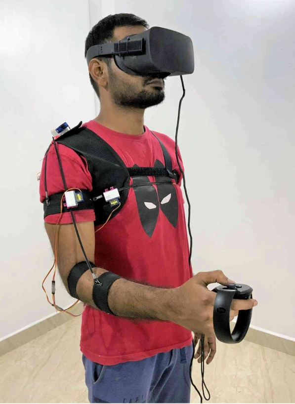 Device worn, headset + controller ready to play