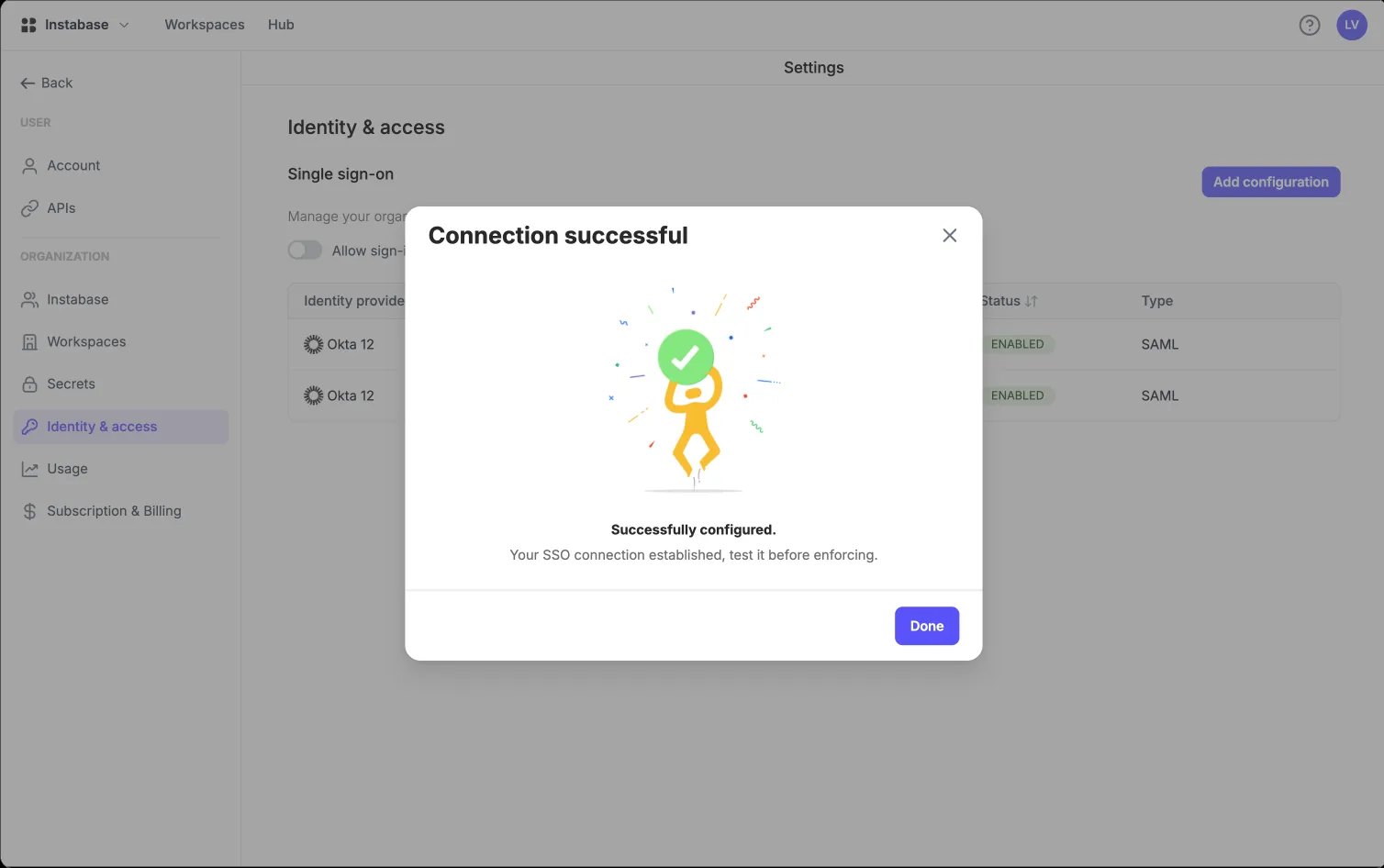 SSO: config success