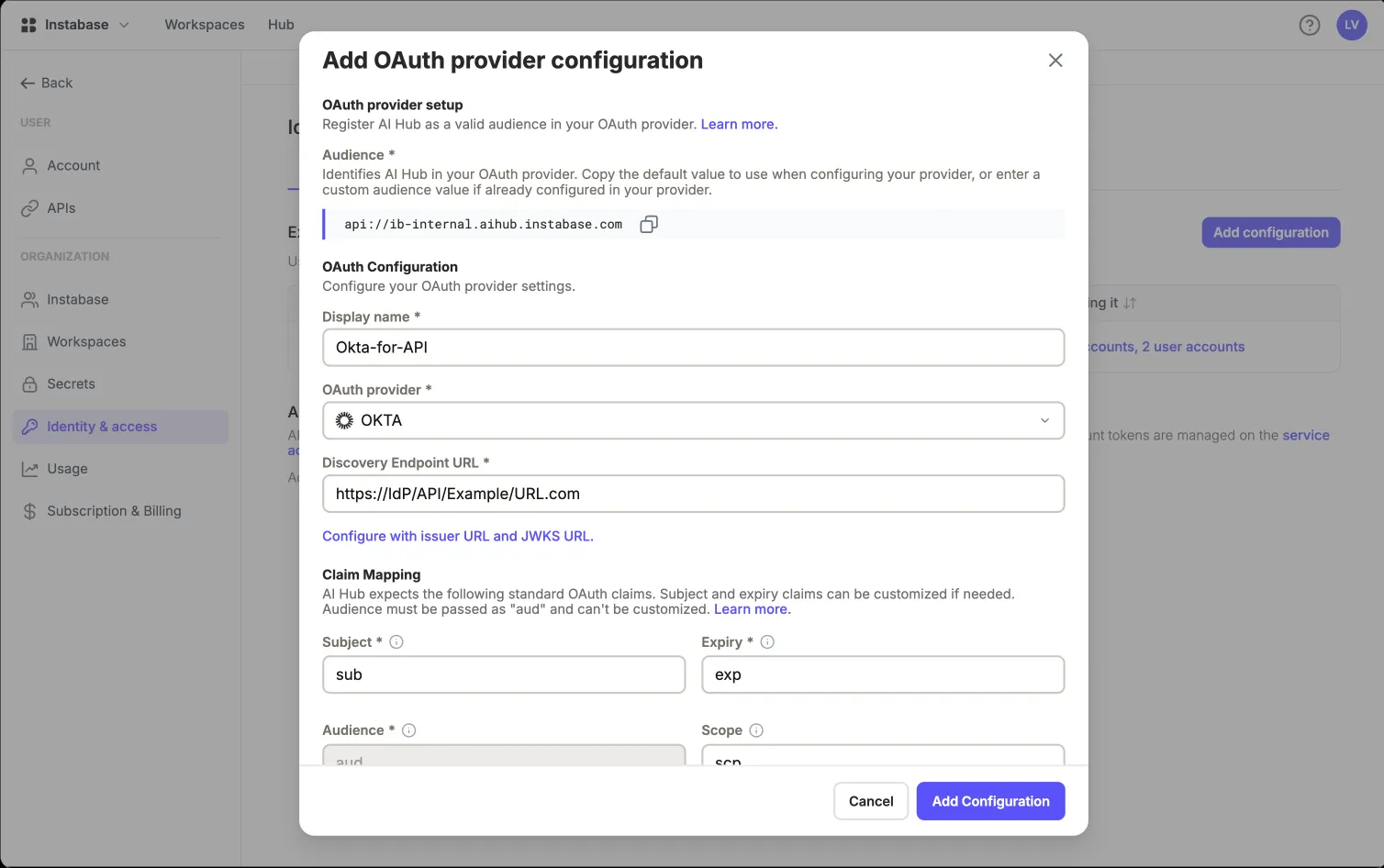 Stage 2: IdP config