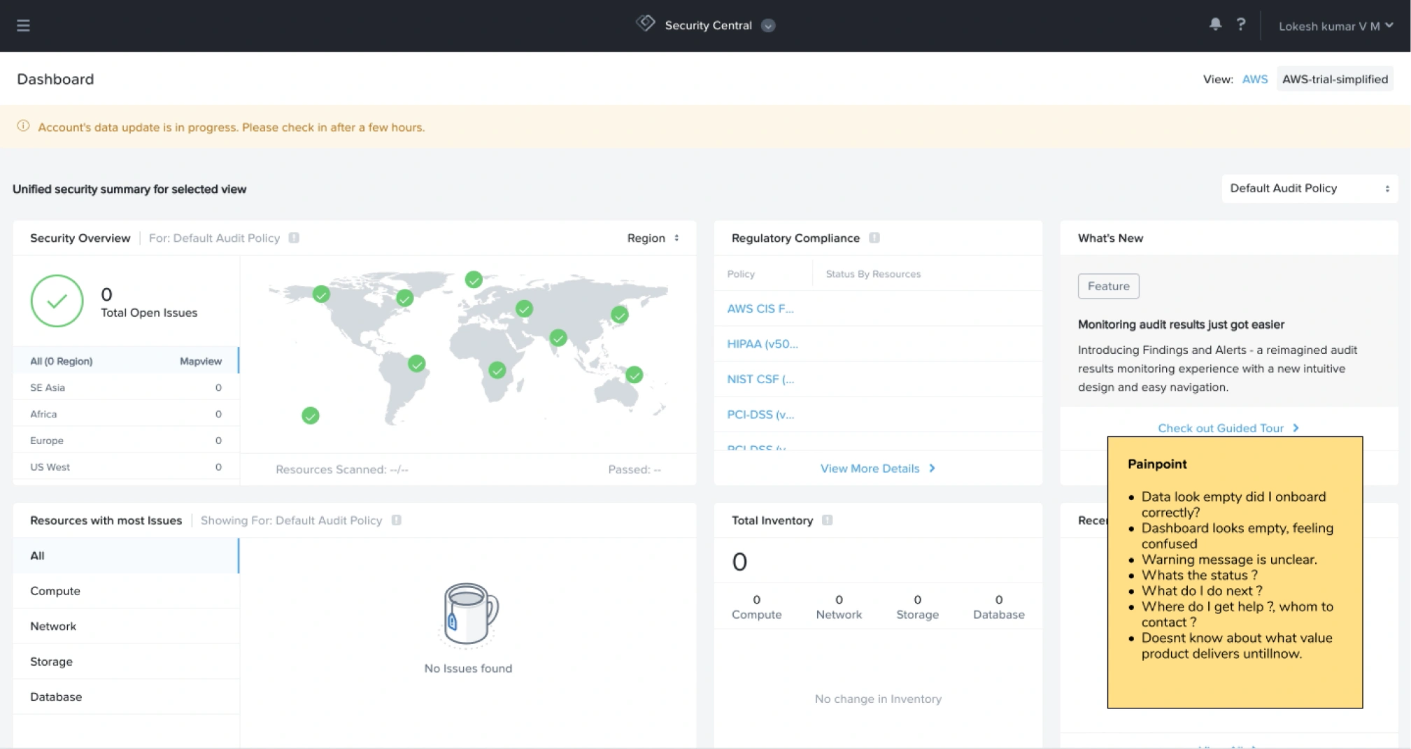 Old dashboard screenshot