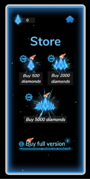 Store screen (Buy 500/2000/5000 diamonds, 50% off tag)